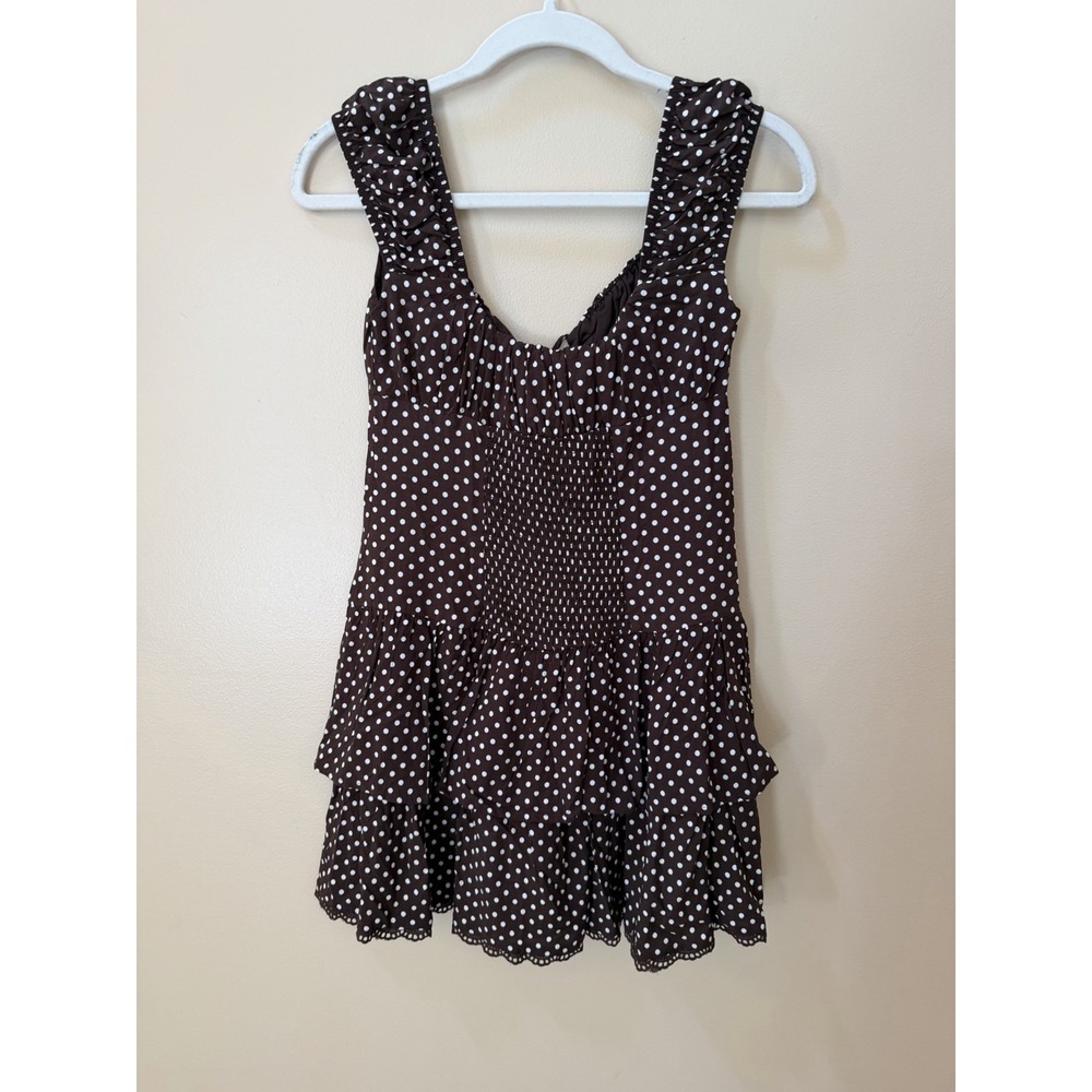 Wild Fable Women's Brown Polka Dots Cap Sleeve Mini A-Line Dress Size XXS NWT - Picture 5 of 9